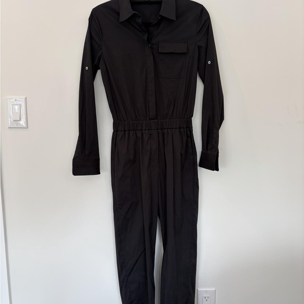 Theory Black Long Sleeve Utility Jumpsuit